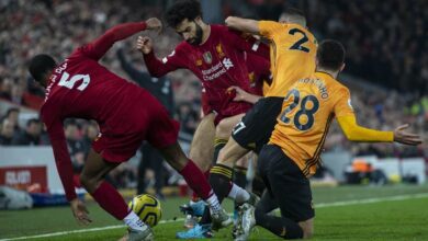 محمد صلاح في مباراة ليفربول ولفرهامبتون